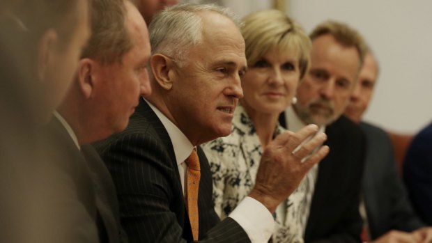 Mr Turnbull during a cabinet meeting at Parliament House.