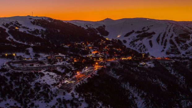 Falls Creek village at sunset.