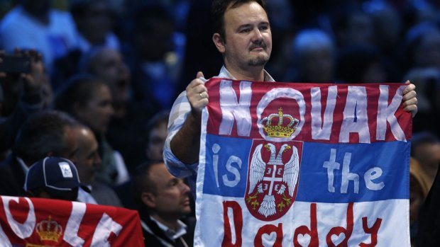 A Djokovic fan leaves no-one in doubt about what he thinks of the Serb.
