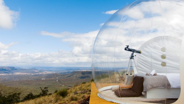 Bubble Tent, Capertee Valley, NSW. These see-through domes allow you to immerse yourself in the lush country between Lithgow and Mudgee.