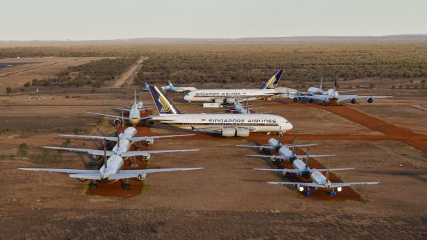Singapore Airlines has stored some of its planes, including several Airbus A380s, in the desert near Alice Springs during the pandemic.