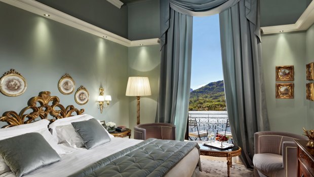 A room with lake views at Grand Hotel Tremezzo.