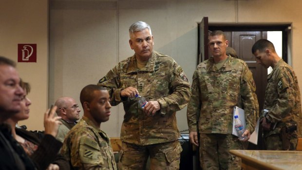 Commander of US and NATO forces in Afghanistan, General John Campbell, at the Resolute Support Headquarters in Kabul on Wednesday. 