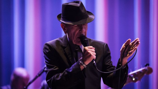 Leonard Cohen on stage at the Barclays Centre in New York in 2012. 