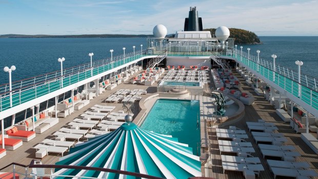 The main pool deck on Crystal Symphony.