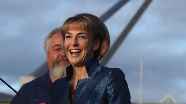 Michaelia Cash at a truck rally at Parliament House in Canberra on Monday.