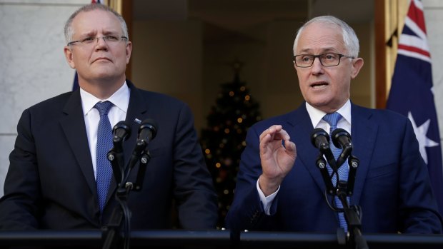 Change the track: Treasurer Scott Morrison and Prime Minister Malcolm Turnbull.