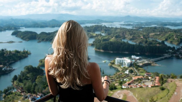 The view from the Rock of Guatape,  in the town of Guatape, on the outskirts of Medellín.