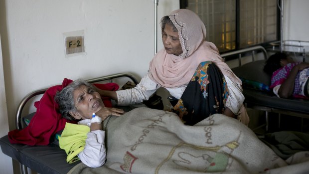 Patients are treated at a medical centre of the International Organisation for Migration in the Leda Rohingya refugee camp in Teknaf, Bangladesh.
