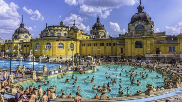 The famous Secheni Thermal Pools in Budapest, Hungary.