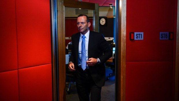 Former prime minister Tony Abbott enters the radio interview, his second since losing the top job.