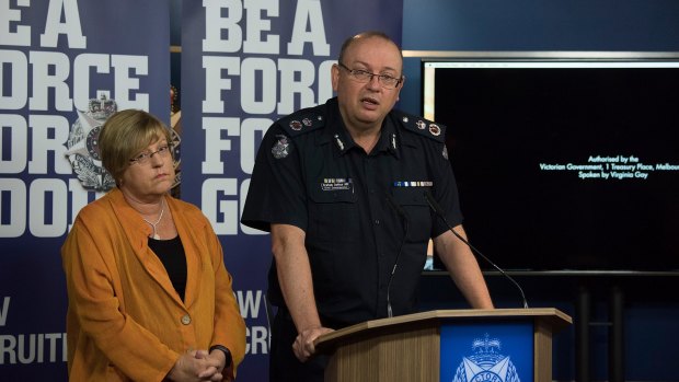 Victorian Police Minister Lisa Neville  with Chief Commissioner Graham Ashton.