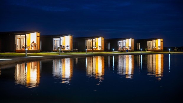 The lakeside "villas" are, in reality, glorified shipping-container-like cabins starting at a generously-sized 52.3 metres. 