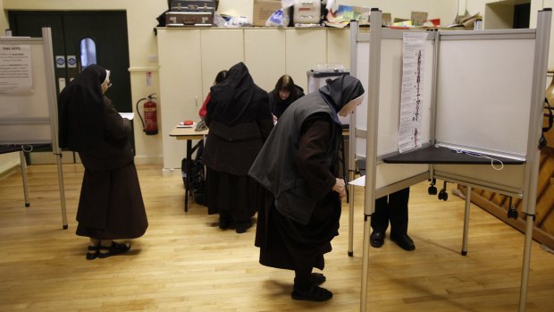Carmelite Sisters prepare to cast their votes in North Dublin.