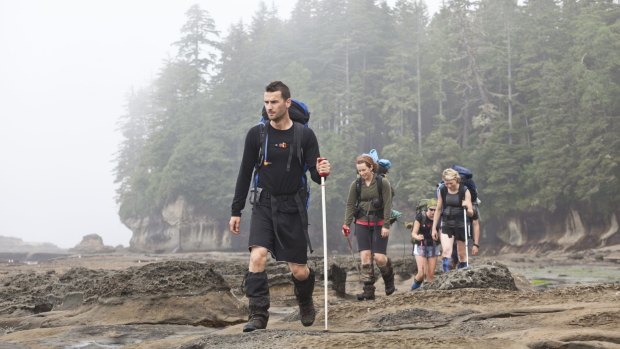 Hikers near Owen Point on the West Coast Trail.