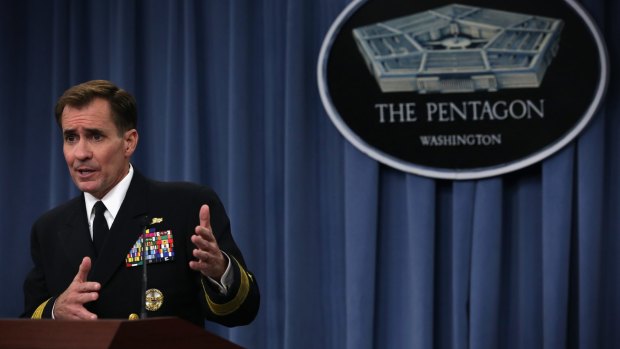 'It's a mixed picture': Pentagon spokesman Rear-Admiral John Kirby briefs the press on Kobane.