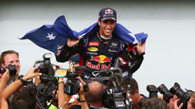 Distant memory: Ricciardo took three grand prix wins in 2014.