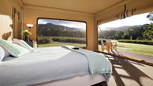 Glamping tent at Habitat Noosa.