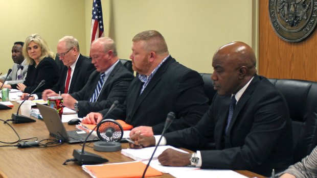 Stacey Johnson and Ledell Lee had asked the Arkansas Parole Board, pictured, to recommend that Governor Asa Hutchinson grant them mercy and commute their death sentences.