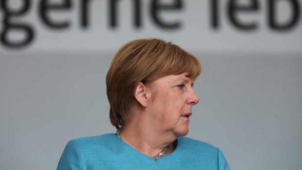 German Chancellor Angela Merkel on the campaign trail on Wednesday. 