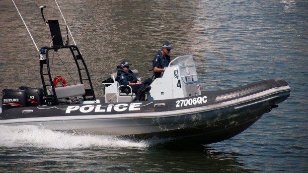 Police were even present on the water.