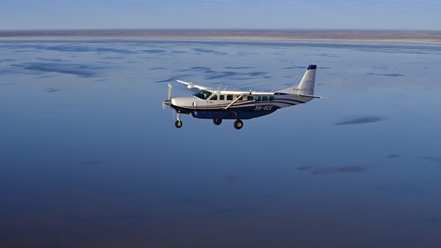 Air safaris, like with Outback Spirit, offer a bird's-eye view of spectacular Lake Eyre filled with water.