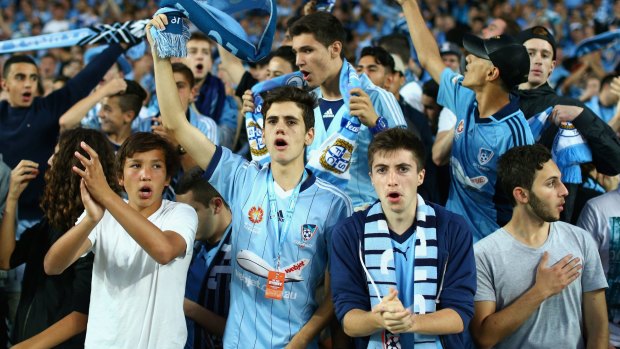Happy people: Sydney FC fans on Saturday night.