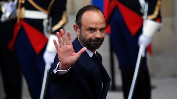 Newly appointed French Prime Minister Edouard Philippe at the handover ceremony in Paris.