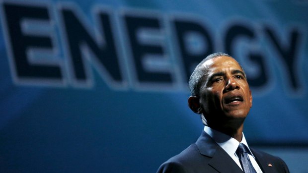 US President Barack Obama addresses the National Clean Energy Summit on Monday.