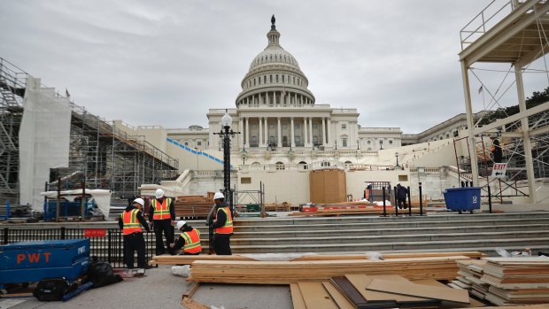Construction continues in preparation for the inauguration and swearing-in ceremonies for President-elect Donald Trump.