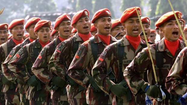 Indonesian special forces (Kopassus) soldiers.
