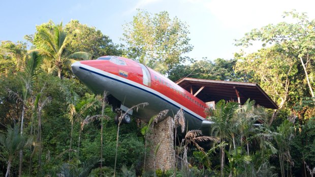 Costa Rica's Costa Verde, where guests sleep inside a 1965 Boeing 727 transplanted into the forest canopy.
