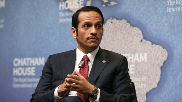 Mohammed bin Abdulrahman al Thani, Qatar's foreign minister, speaks at Chatham House in London.