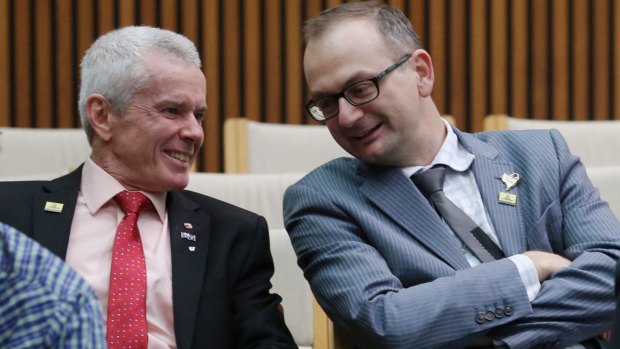 Senator Malcolm Roberts and adviser Sean Black.