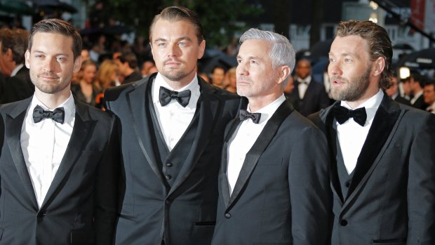 Tobey Maguire, (left) Leo DiCaprio, Baz Luhrmann and Joel Edgerton at the 2013 Cannes Film Festival for the screening of The Great Gatsby. 