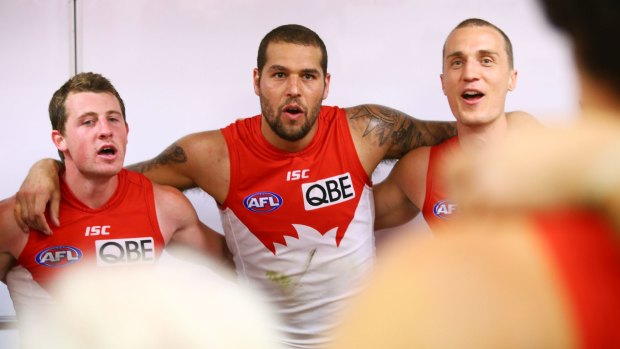 Future uncertain: Lance Franklin after last week's win over Gold Coast.