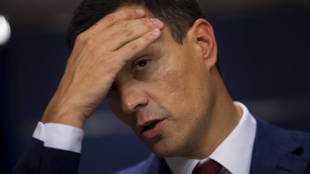 No deal: Spanish Socialist Party leader Pedro Sanchez after his meeting with King Felipe IV, in Madrid on Tuesday. 