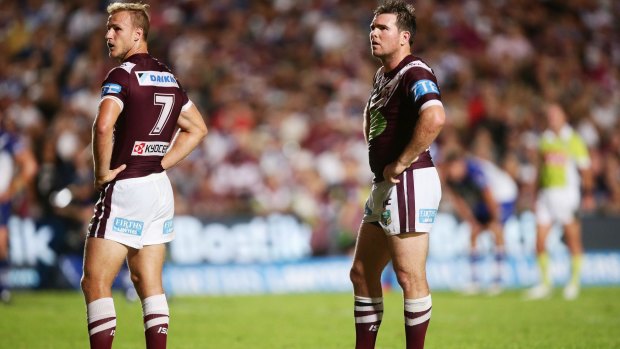 Stumped: Manly's Daly Cherry-Evans, left, and Jamie Lyon.