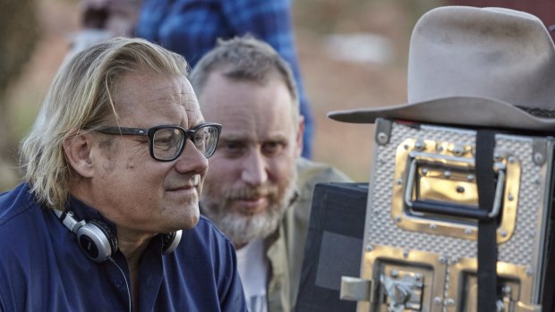 Director Kriv Stenders, left, and producer Nelson Woss on the set of <i>Blue Dog</i> in Karratha.