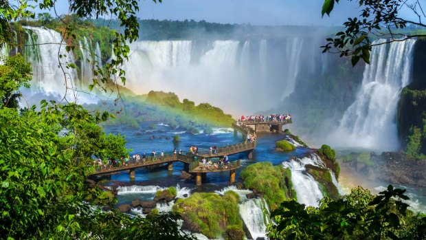 Iguazu Falls straddles the borders of two South America countries, but which two?