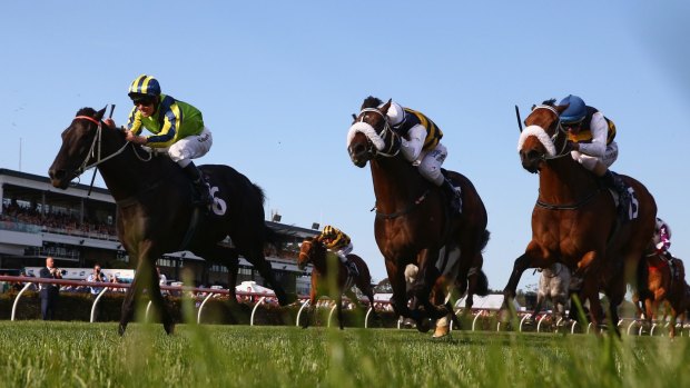 Lucia Valentina, Kerrin McEvoy up, wins the Turnball Stakes at Flemington on October 4 last year.