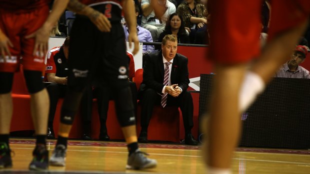 Unimpressed: Hawks coach Rob Beveridge looks on during last week's loss to his former team, Perth, in Wollongong.