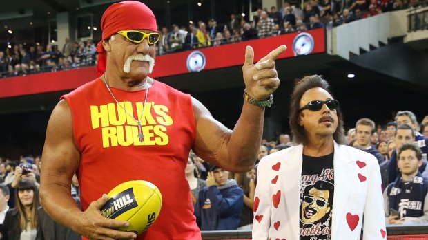 Wrestler Hulk Hogan made an appearance at an AFL match in May. 