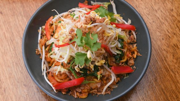 The mee goreng stir-fry is a menu staple.