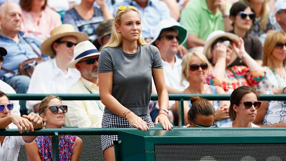 Kyrgios slur: Donna Vekic watches Stan Wawrinka in action at Wimbledon.