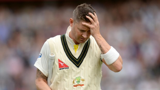 A month to forget: Michael Clarke leaves the field after being dismissed for 10 at Trent Bridge.