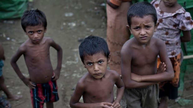 Rohingya children at the Dar Paing camp for Muslim refugees, western Rakhine state, Myanmar.