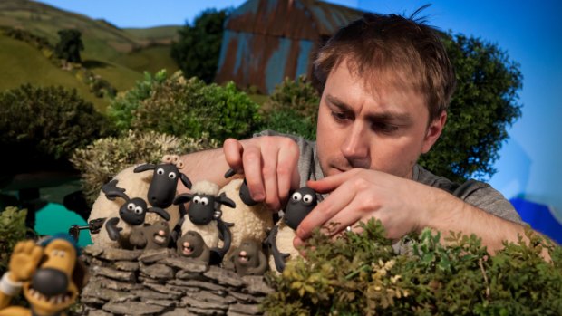 Animator Andy Shackleford poses the flock on <i>Shaun the Sheep</I>.