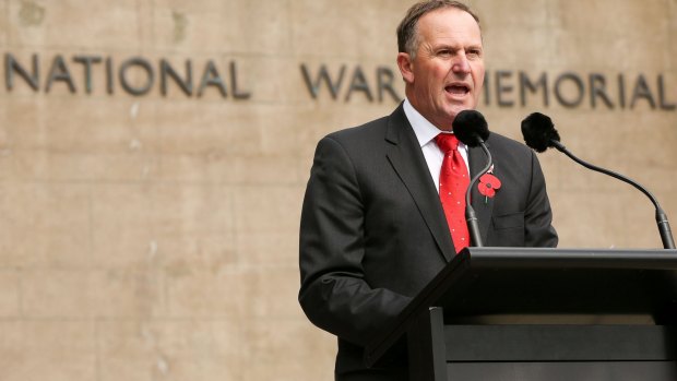 New Zealand Prime Minister John Key during the official opening of the Pukeahu National War Memorial Park in Wellington on Saturday.