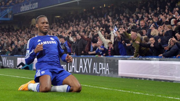 Chapter closed: Chelsea's Ivorian striker Didier Drogba celebrates scoring at Stamford Bridge in London. 